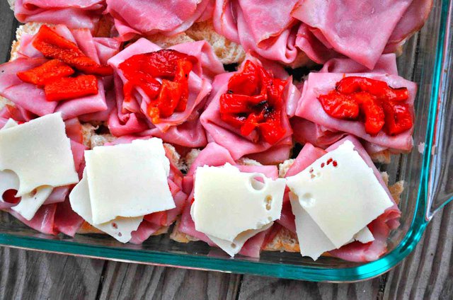 Ham Party Sandwiches with Roasted Red Pepper