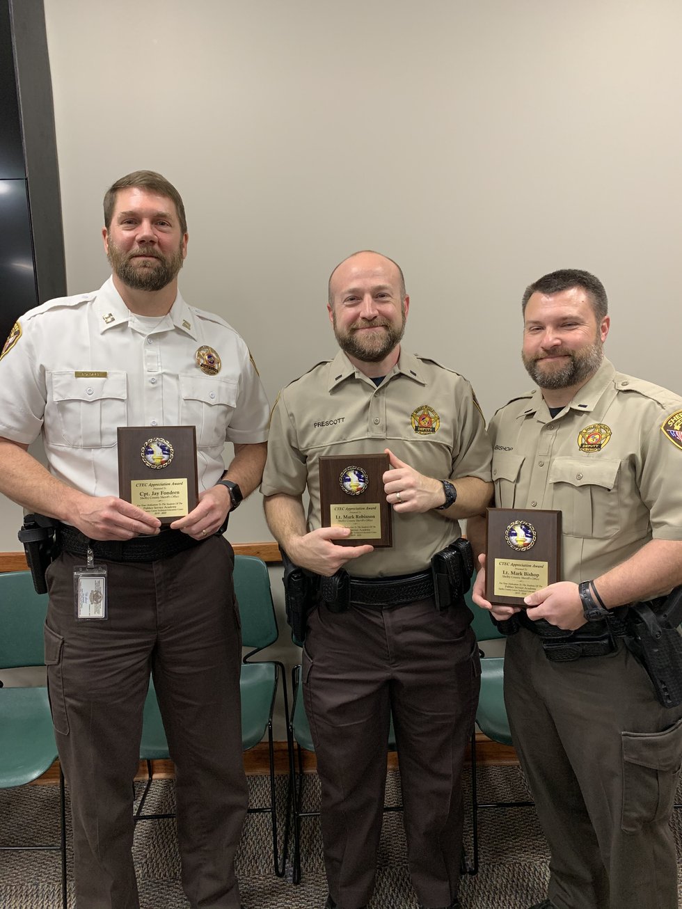 Sheriff's Office employees receive awards from CTEC students.