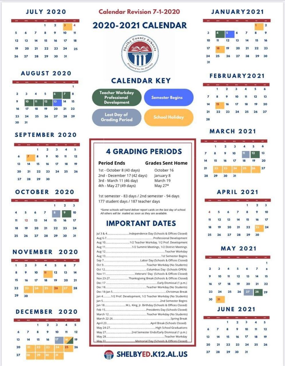 Shelby Co Schools 2020-21 calendar